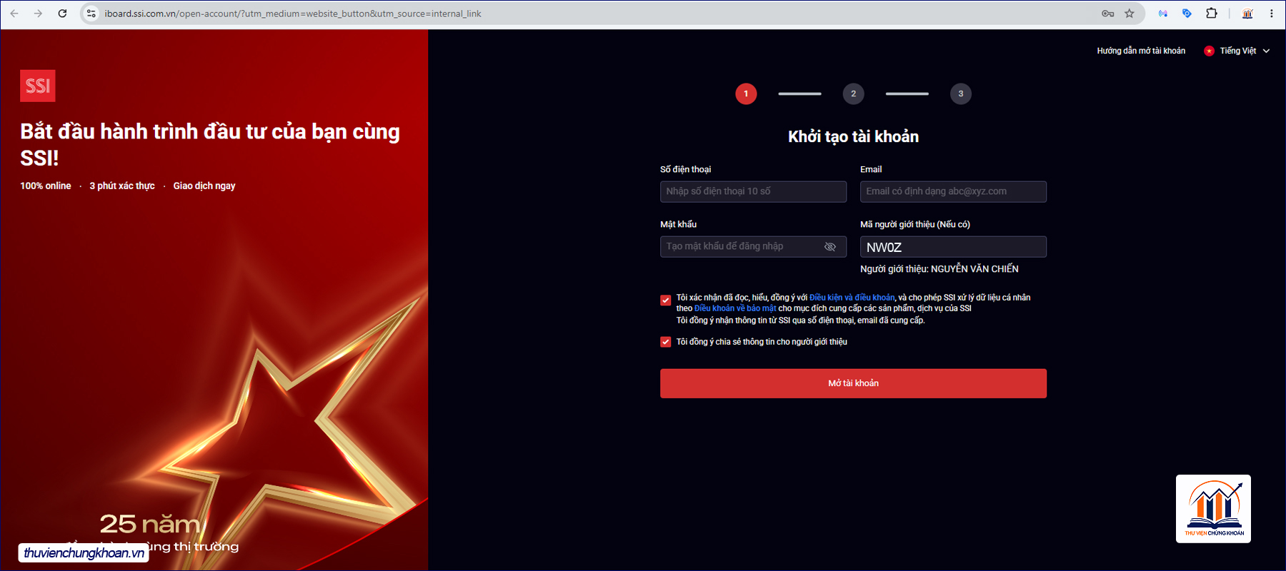 mo tai khoan SSI qua website buoc 02