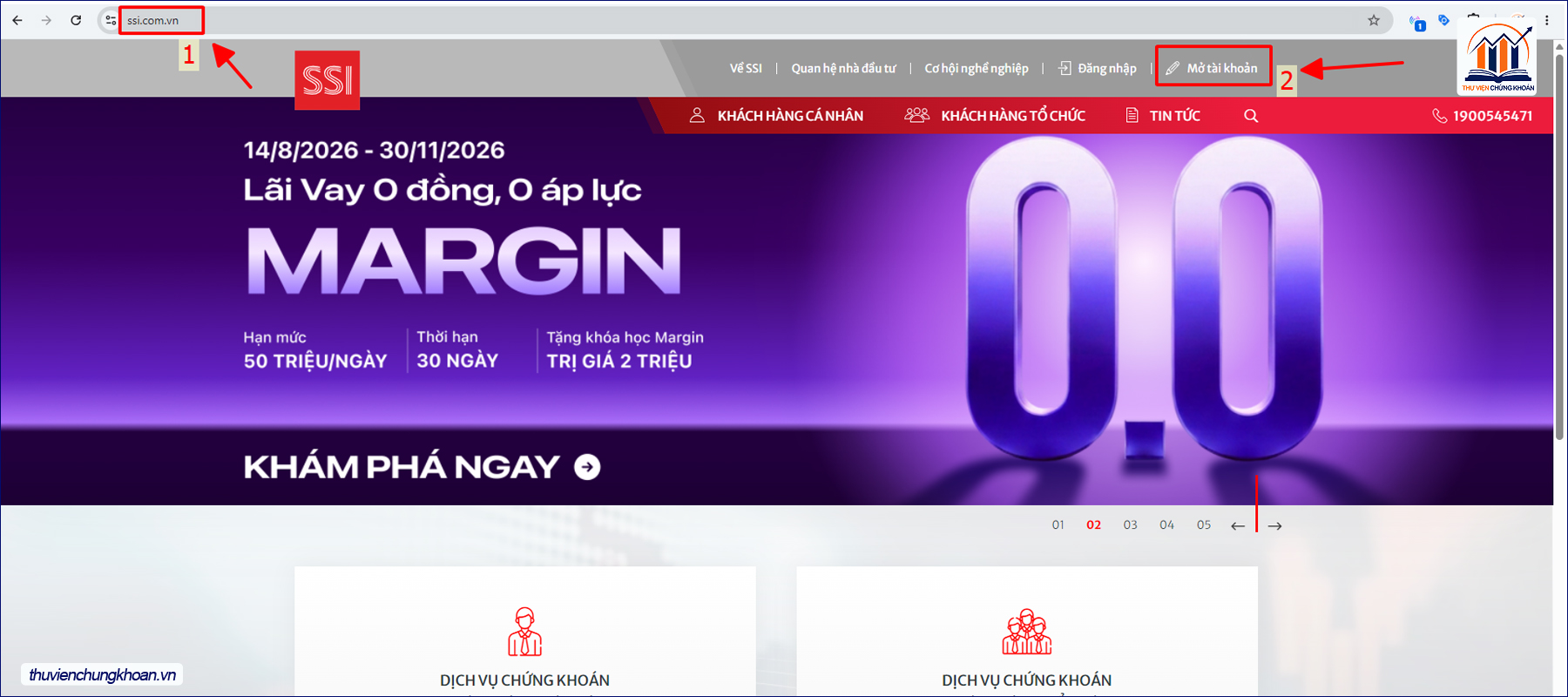 mo tai khoan SSI qua website buoc 1