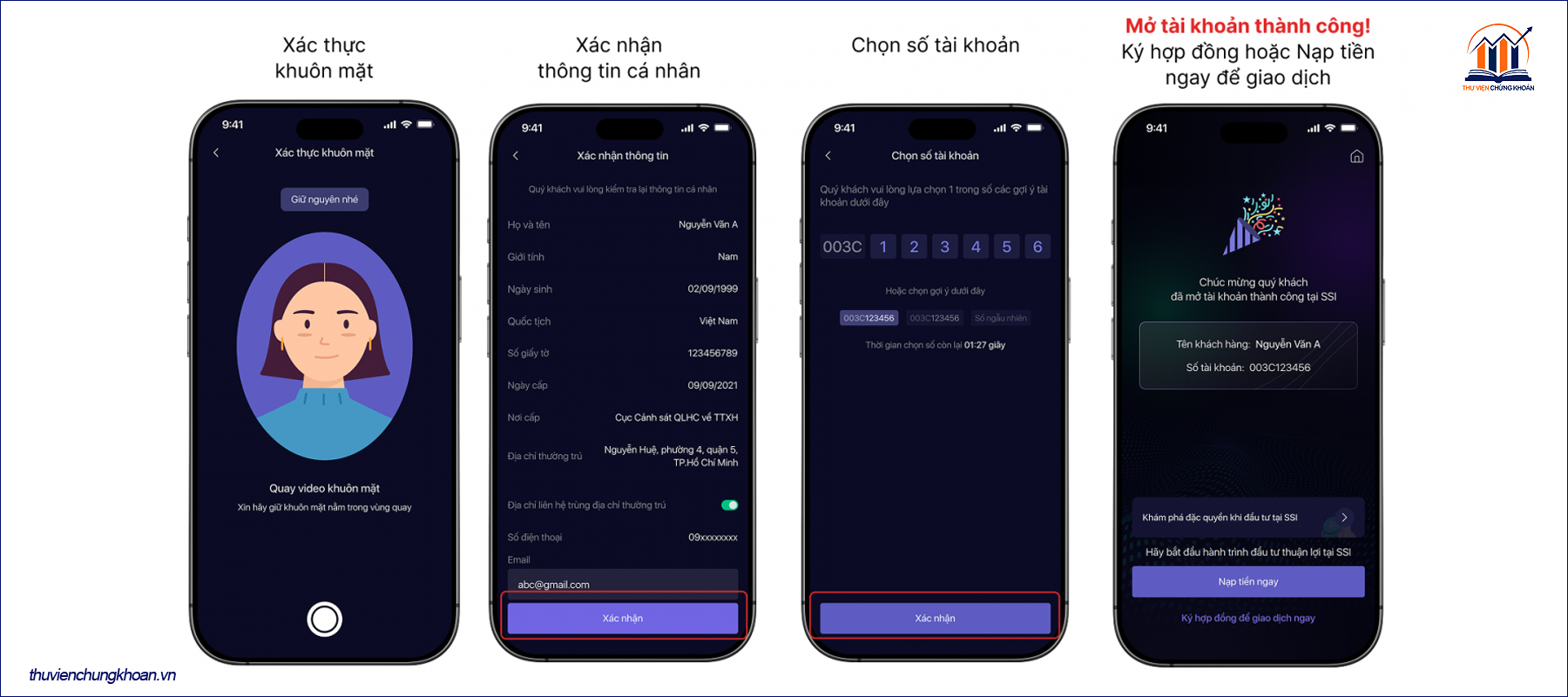 mở tài khoản SSI - xác nhận thông tin