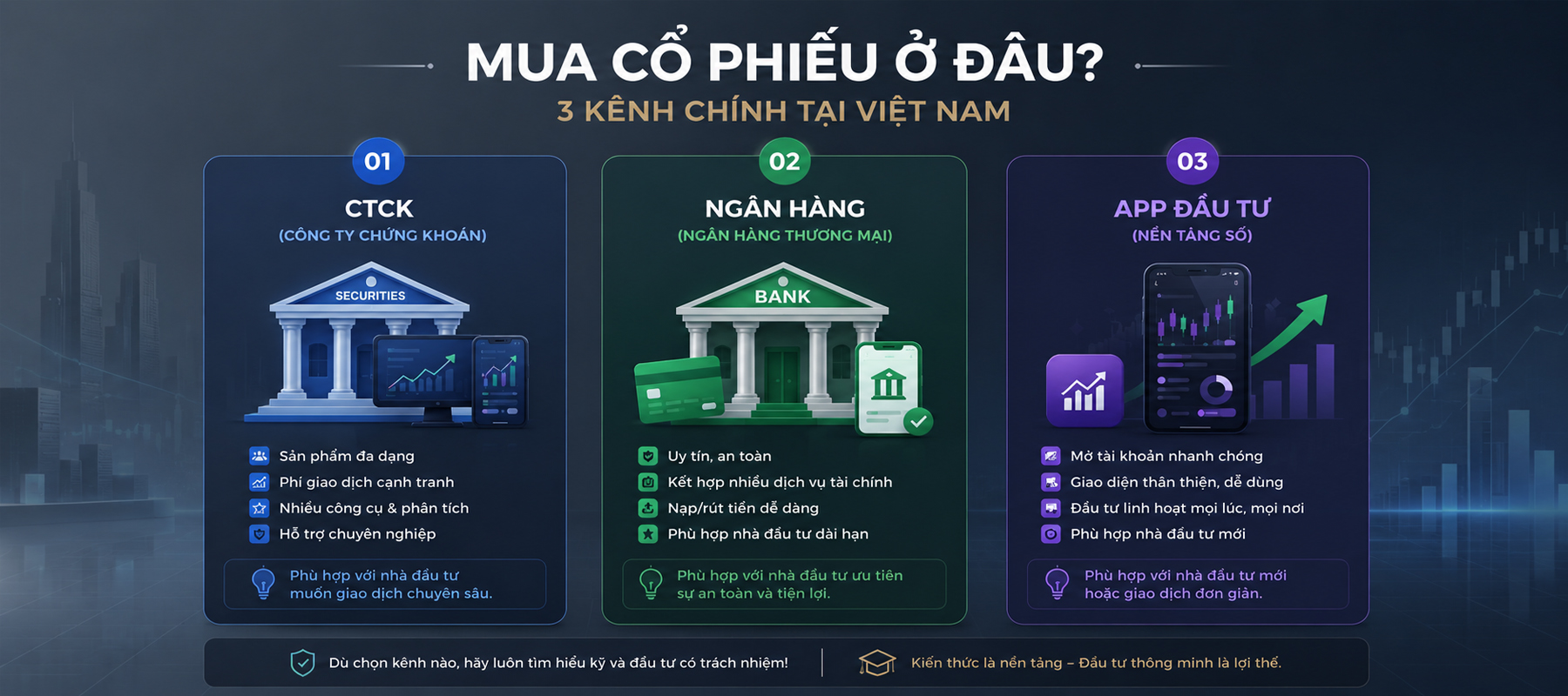 Mua co phieu o dau — 3 kenh chinh tai Viet Nam