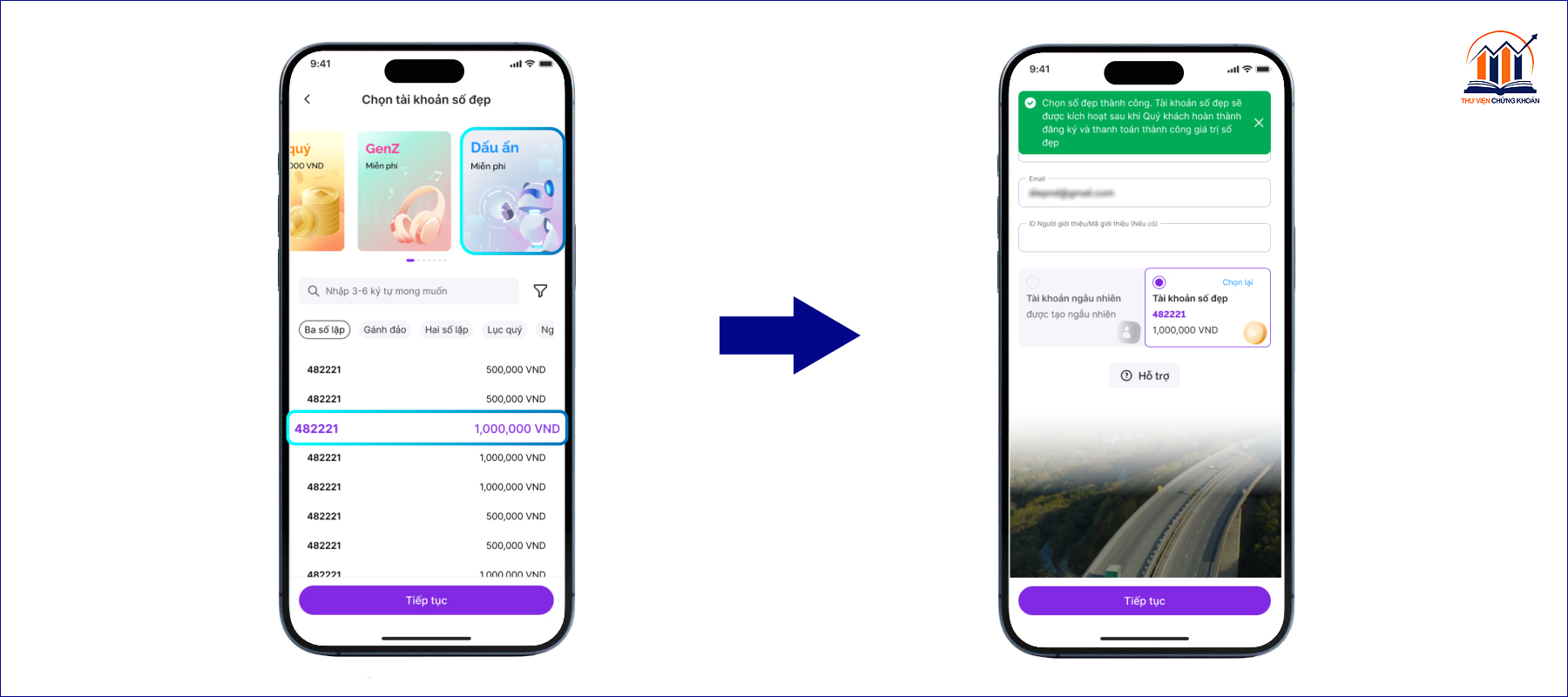 b3 b4 chọn số đẹp khi mở tài khoản chứng khoán VPS trên app SmartOne