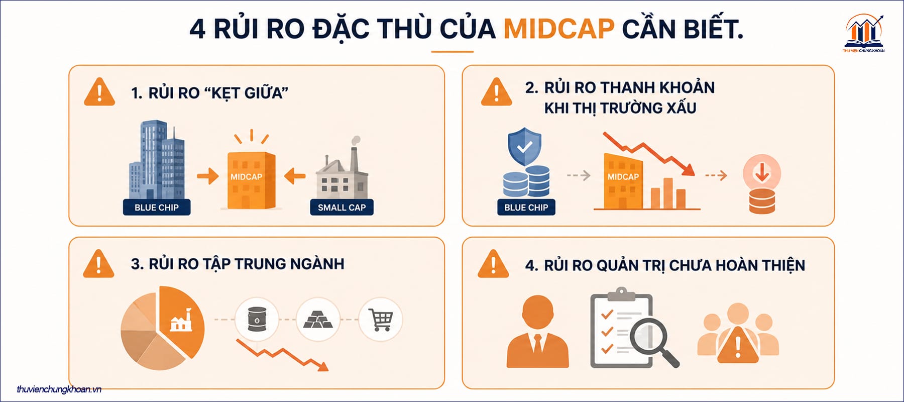 4 rủi ro đặc thù của cổ phiếu midcap